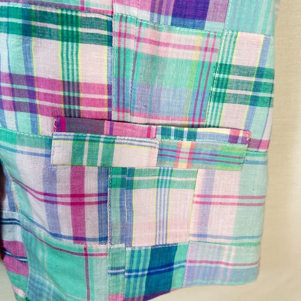 David Brooks Women's Pastel Madras Plaid Patchwork Vintage 70s-80s Vest Size 14 - Picture 9 of 15